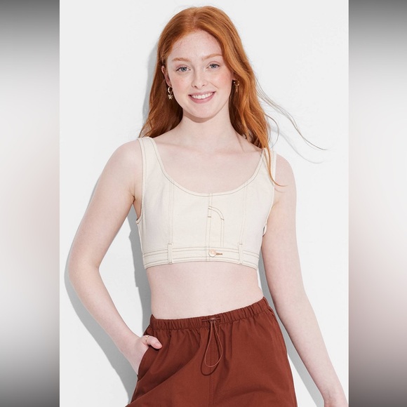 NWT Wild Fable Women's Scoop Neck Reworked Denim
Tiny Vest - Cream XL.  Target - Picture 8 of 9